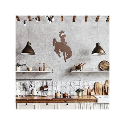 Vintage Bronc Rider Metal Wall Art Old Time Wyoming Rodeo Metal Artwork