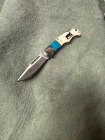 Cow and Calf Folding Pocket Knife Bone Handle Laser Engraved Cowboy Gift Rancher Livestock Rustic Western Present