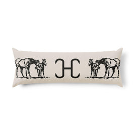 CUSTOM CATTLE BRAND Vintage Horse Illustration Body Pillow Family Livestock Brand Accent Pillow for Western Bedroom