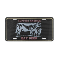 Support America Eat Beef License Plate Cowboy Western Rancher Personalized License Plate Cattle Producer Truck Accessory