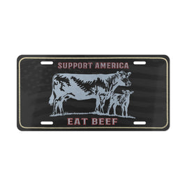 Support America Eat Beef License Plate Cowboy Western Rancher Personalized License Plate Cattle Producer Truck Accessory
