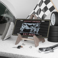 Support America Eat Beef License Plate Cowboy Western Rancher Personalized License Plate Cattle Producer Truck Accessory