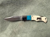 Cow and Calf Folding Pocket Knife Bone Handle Laser Engraved Cowboy Gift Rancher Livestock Rustic Western Present
