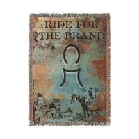 CUSTOM CATTLE BRAND Woven Accent Blanket Rustic Vintage Ride for the Brand Personalized Cowboy Accent Throw