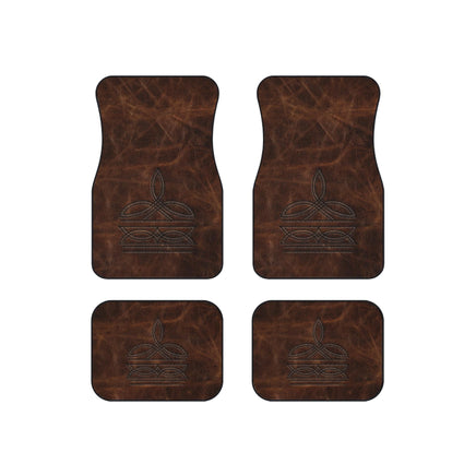 Boot Stitch Set of 4 Universal Car Mats Rustic Western Truck Accessories Front and Back Four Door Floor Mats Cowboy Gift Idea