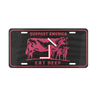 CUSTOM CATTLE BRAND Support America Eat Beef Pink License Plate Cowgirl Western Rancher Personalized Vanity Plate Women's Vehicle Accessory