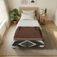 CUSTOM CATTLE BRAND Blue Southwestern Aztec Stripe Pattern Cotton Duvet Cover Personalized Western Bedding