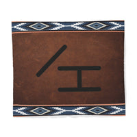 CUSTOM CATTLE BRAND Blue Southwestern Aztec Stripe Pattern Cotton Duvet Cover Personalized Western Bedding