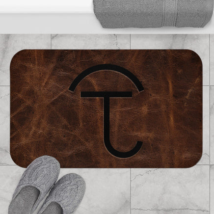 CUSTOM CATTLE BRAND Leather Pattern Microfiber Bath Mat Cowboy Ranch Country Western Bathroom Home Decor Cattle Ranch Bath Room Floor Mat
