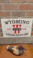 Wyoming Stock Growers Association Distressed Vintage Looking Reproduced Western Decor Sign Cattle Producers Historic