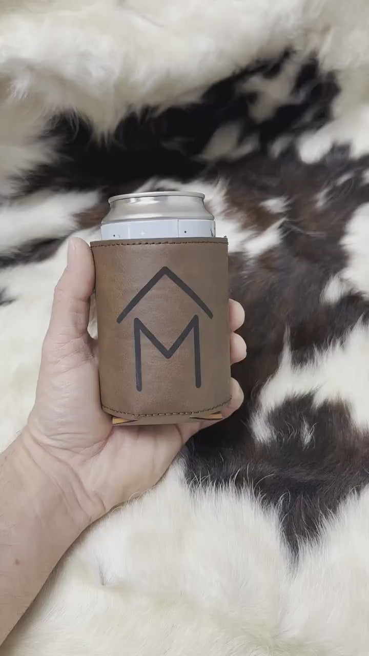 Custom Leather Cattle Brand Western Country Beer Koozie – Moreland Creative  Co.