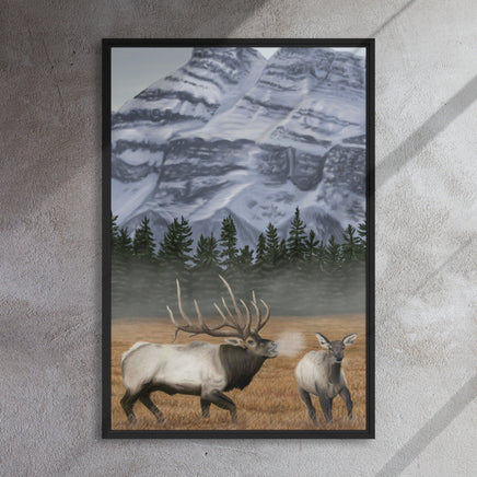 Elk Digital Wildlife Art Painting Framed Canvas Wall Decor Wall Decoration Outdoors Hunting Painting Hunter Fine Art for Cabin