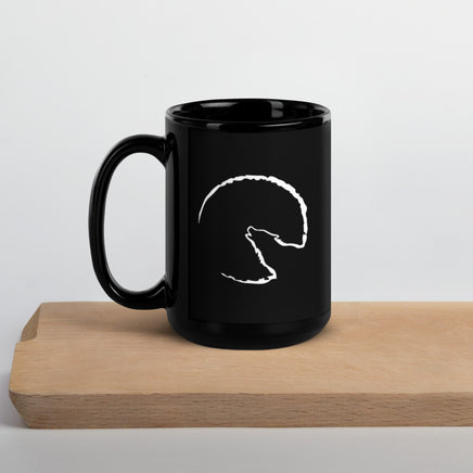 Coyote Howling At The Moon Black Glossy Mug