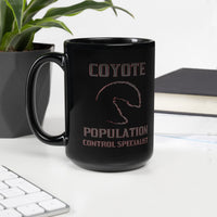 Coyote Population Control Specialist Black Glossy Mug