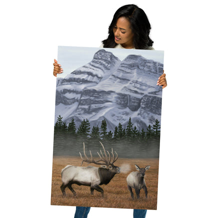 Elk Serenade Wildlife Outdoor Painting Metal Wall Art Print