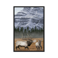 Elk Digital Wildlife Art Painting Framed Canvas Wall Decor Wall Decoration Outdoors Hunting Painting Hunter Fine Art for Cabin