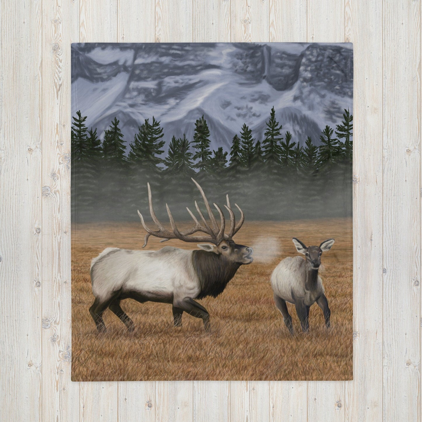 Elk Wildlife Painted Artwork Comfy Throw Blanket Lodge and Cabin Rustic Blanket Outdoor Hunter Gift Blanket Hunter Gift Outdoor Enthusiast