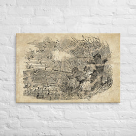 Retro Engraved Duck Hunting Scene Thin Canvas