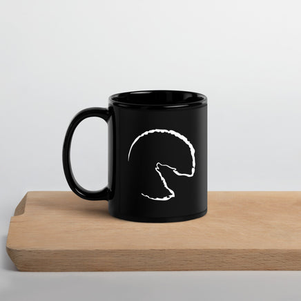 Coyote Howling At The Moon Black Glossy Mug