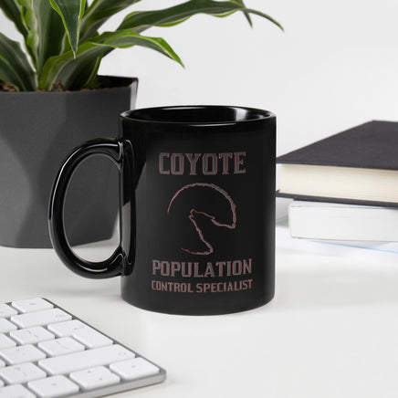 Coyote Population Control Specialist Black Glossy Mug