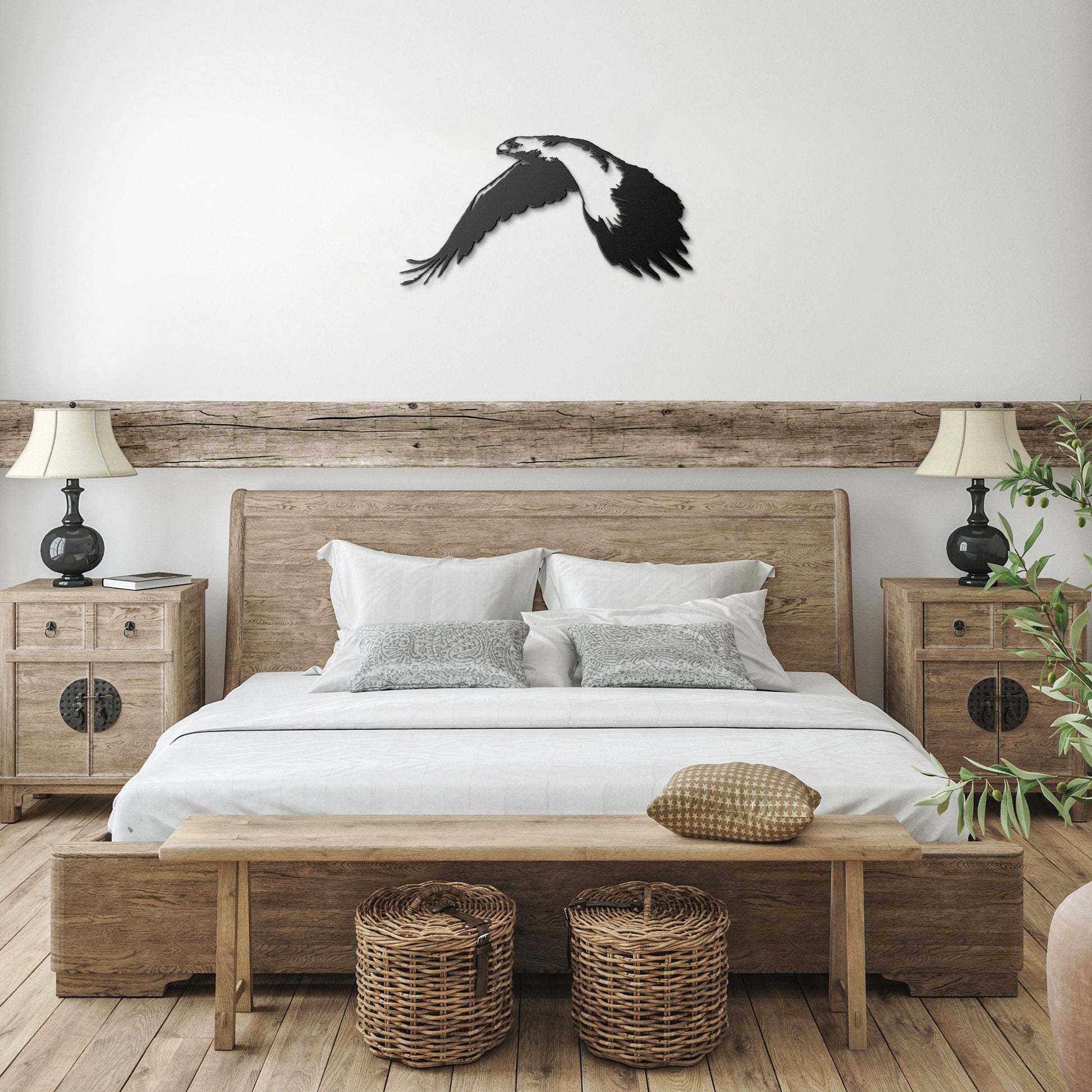 Hawk Flying Soaring Bird Wildlife Metal Wall Art Cutout Rustic Lodge or Cabin Decor