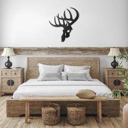 Whitetail Deer Skull Wildlife Metal Wall Art Cutout Deer Wall Decor for Hunting Cabin Or Lodge Animal Artwork Wall Sign Rustic Metal Sign