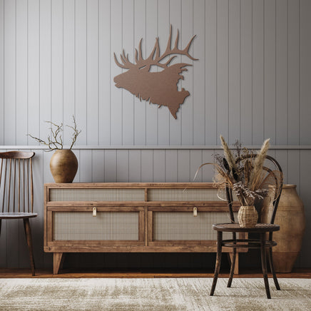 Bull Elk Wildlife Metal Wall Art Wall Decor Outline Cutout For Rustic Lodge Wildlife Interior Design Hunter Cabin Steel Laser Cut Out