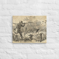 Retro Engraved Quail Hunting Scene Thin Canvas