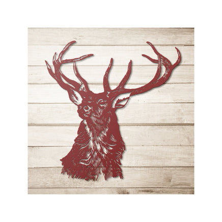 Red Stag Wildlife Hunting Metal Wall Art Cutout Wall  Decor for Lodge Cabin Decorations