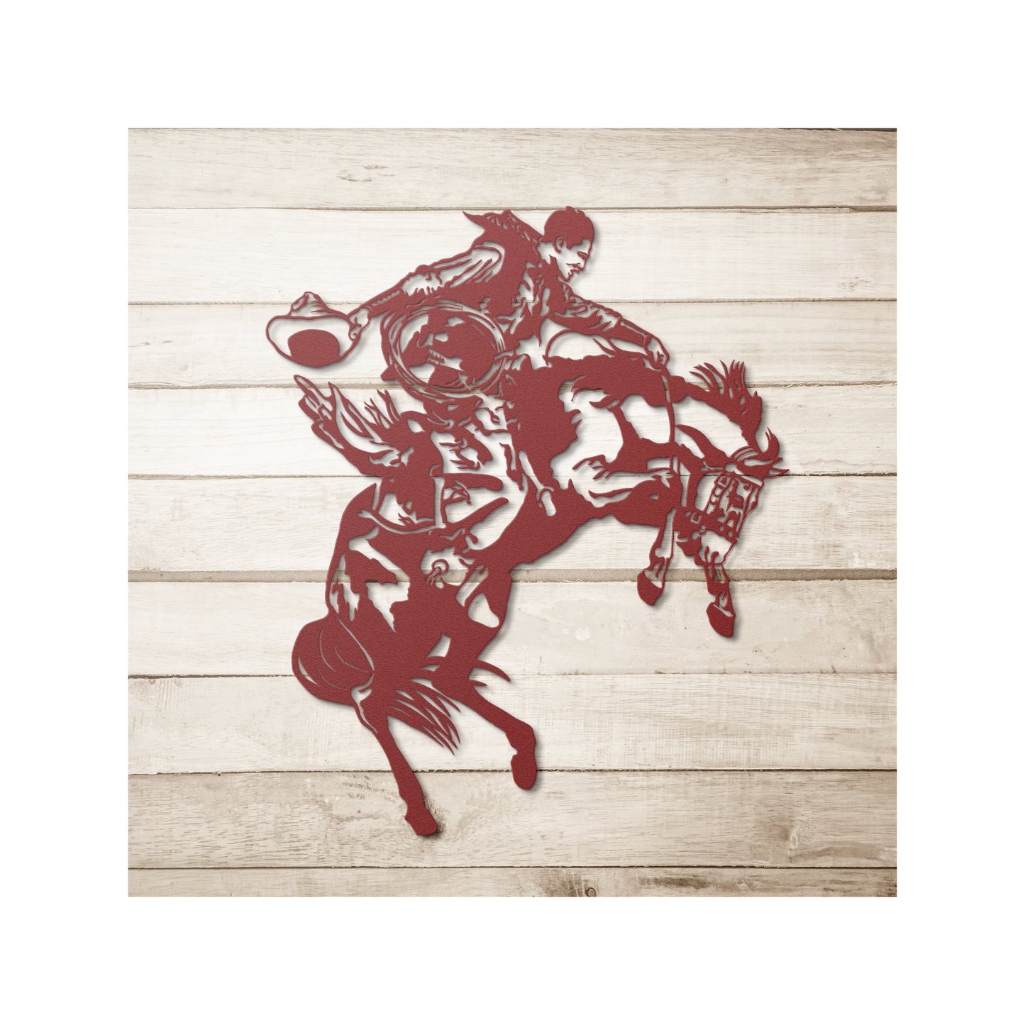 Bronc Riding Cowboy Vintage Old Western Cowboy Metal Wall Decor Ranch Artwork for Cattle or Horse Ranch and Farm, Rustic Wall Art