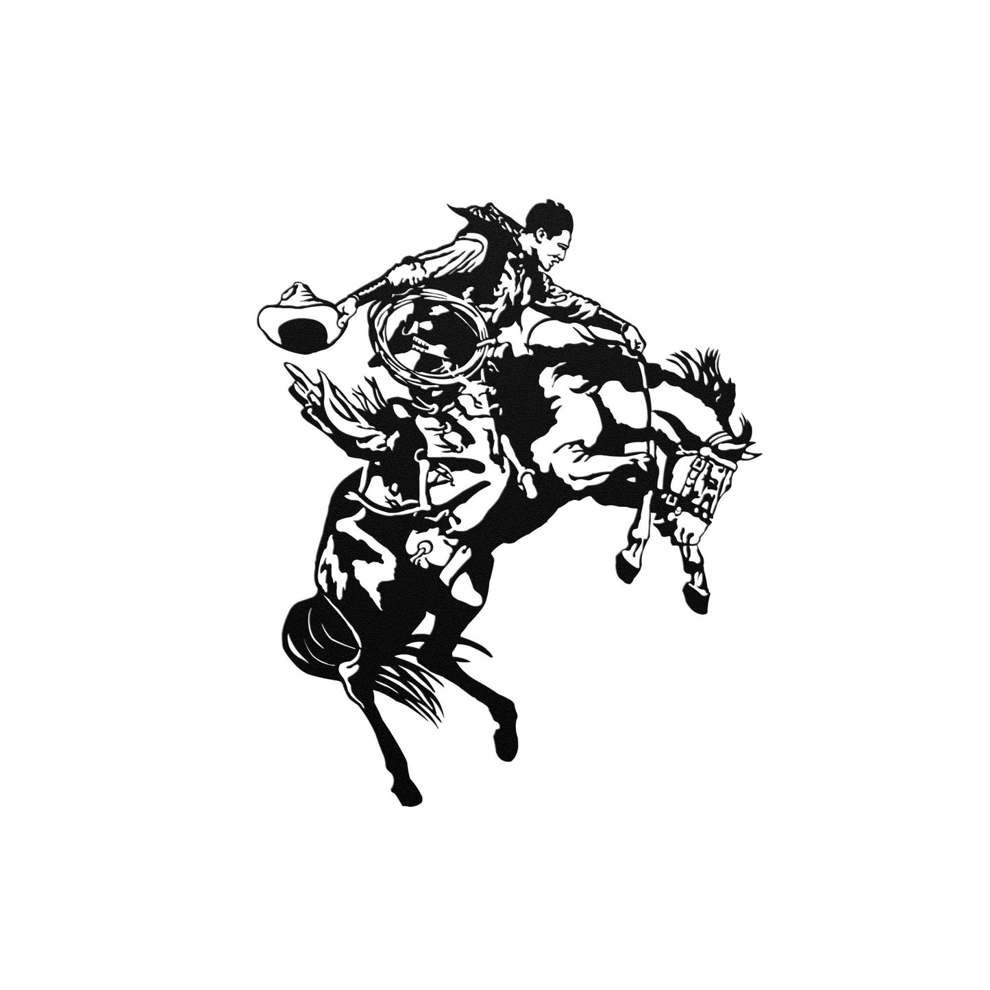 Bronc Riding Cowboy Vintage Old Western Cowboy Metal Wall Decor Ranch Artwork for Cattle or Horse Ranch and Farm, Rustic Wall Art