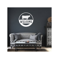 Welcome Cow Sign Circle Metal Cutout Farm and Ranch Sign for Doors Porch Wall Decor Rustic Western Room Decorations Cattle and Horse Ranch