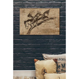 Bronc Rider Western Cowboy Wall Canvas Print