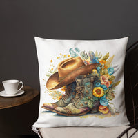 Cowboy Boots Flower Bouquet Premium Pillow Farmhouse Ranch Couch Throw Pillows