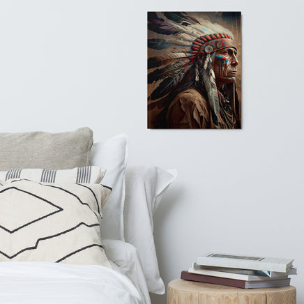 Native American Indian Metal Print Head Dress Digital Generated Artwork Rustic Western Cowboy Interior Design