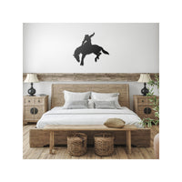 Cowboy Western Bucking Horse Custom Metal Wall Decor Rustic Rodeo Artwork Room Wall Hangings Wyoming Bucking Bronc Riding Sign for Ranch