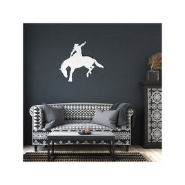 Cowboy Western Bucking Horse Custom Metal Wall Decor Rustic Rodeo Artwork Room Wall Hangings Wyoming Bucking Bronc Riding Sign for Ranch