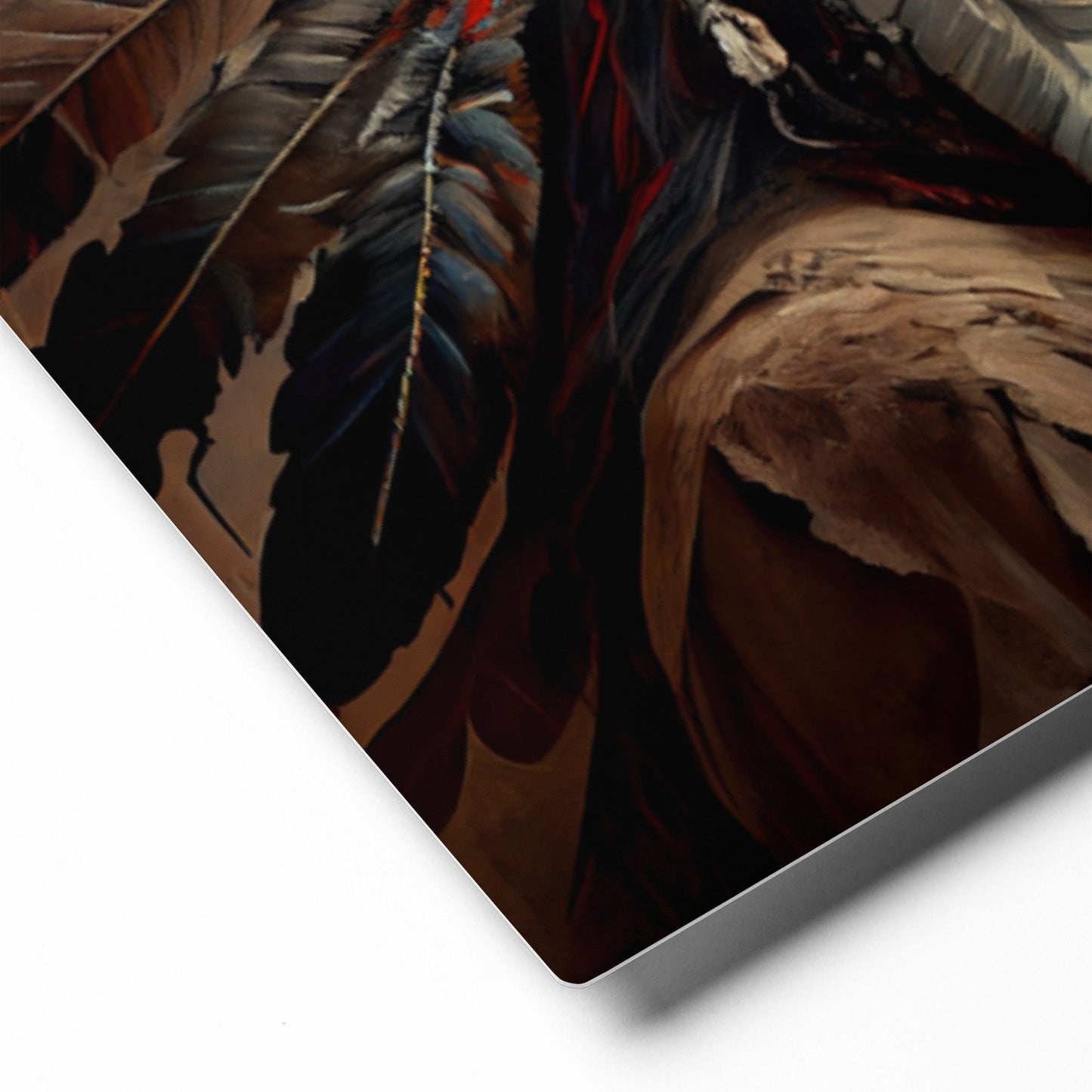Native American Indian Metal Print Head Dress Digital Generated Artwork Rustic Western Cowboy Interior Design