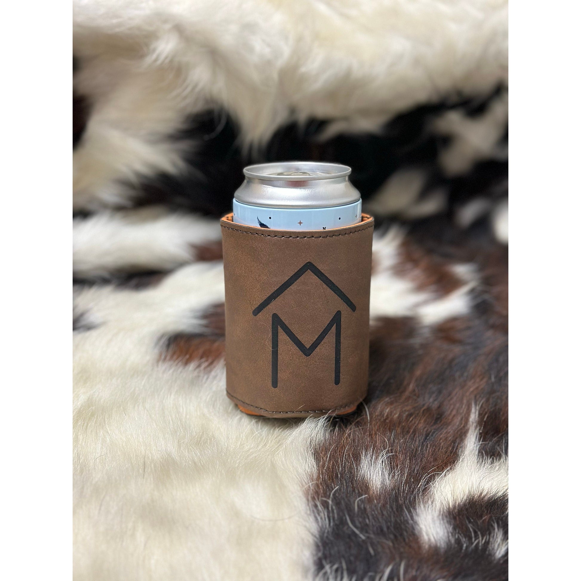 Leather Koozie, Can or Bottle holder, Personalized