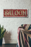 Saloon Bar Wall Decor Canvas Gallery Wraps Vintage Retro Distressed Sign for Man Cave and Bar Western Home Bar Canvas Print for Garage Bar