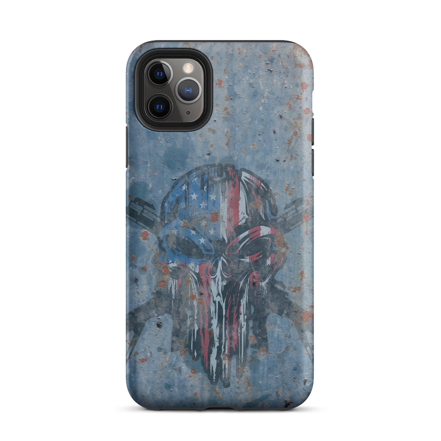 Punisher iPhone Case Vintage Distressed Rusted Phone Case Military and Outdoor Second Amendment Gun Owner Protective Case