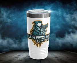 Fuck Around and Find Out Ringneck Tumbler, 20oz Inappropriate Humor Self Defense Gun Rights Tumbler Grim Reaper Second Amendment Coffee Cup