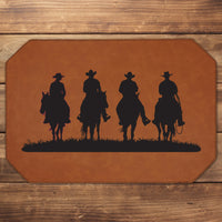 Cowboy Silhouette Leather Placemat Western Boho Placemats Laser Engraved Leather Dining Room Table Place Holders Rustic Lodge Table Decor