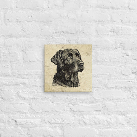 Vintage Retro Black Lab Hunting Dog Engraved Distressed Stretched Wall Art Decor Canvas Hunter Gift for Hunting Lodge or Cabin