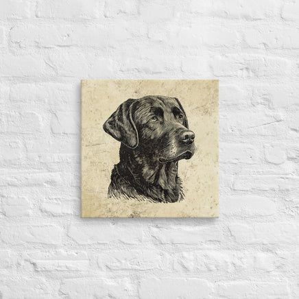 Vintage Retro Black Lab Hunting Dog Engraved Distressed Stretched Wall Art Decor Canvas Hunter Gift for Hunting Lodge or Cabin