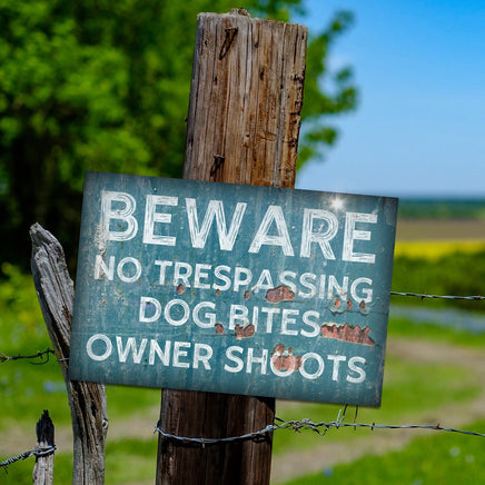 Beware No Trespassing Sign Vintage Antique Looking Metal Property Trespassing Sign, Keep Out Metal Sign, Acreage and Ranch Warning Signage