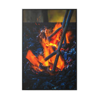 Cattle Branding Irons in Wood Fire Stretched Canvas