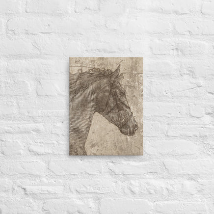 Engraved Style Retro Distressed Horse Head Vintage Looking Canvas Western Ranch Lodge Wall Art