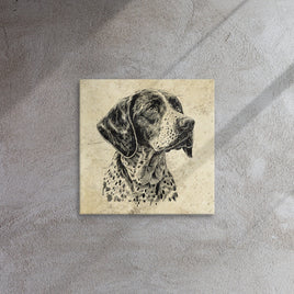 Hunting Dog Vintage Distressed Engraved Old Paper Artwork Look Stretched Canvas Gun Dog Wall Decor