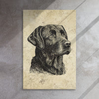 Vintage Retro Black Lab Hunting Dog Engraved Distressed Stretched Wall Art Decor Canvas Hunter Gift for Hunting Lodge or Cabin